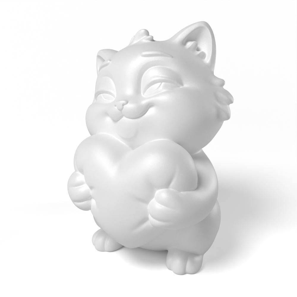 Paintable Cat Heart Toy - A39
