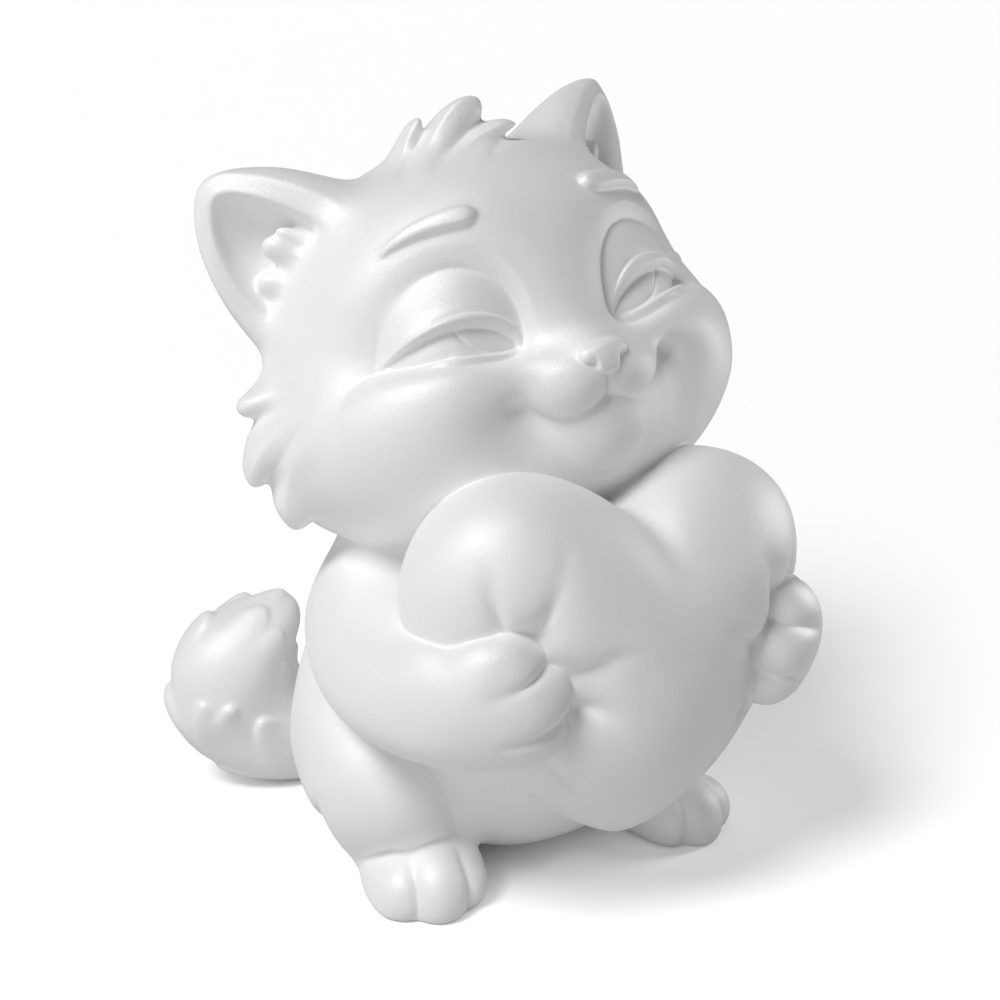Paintable Cat Heart Toy - A39