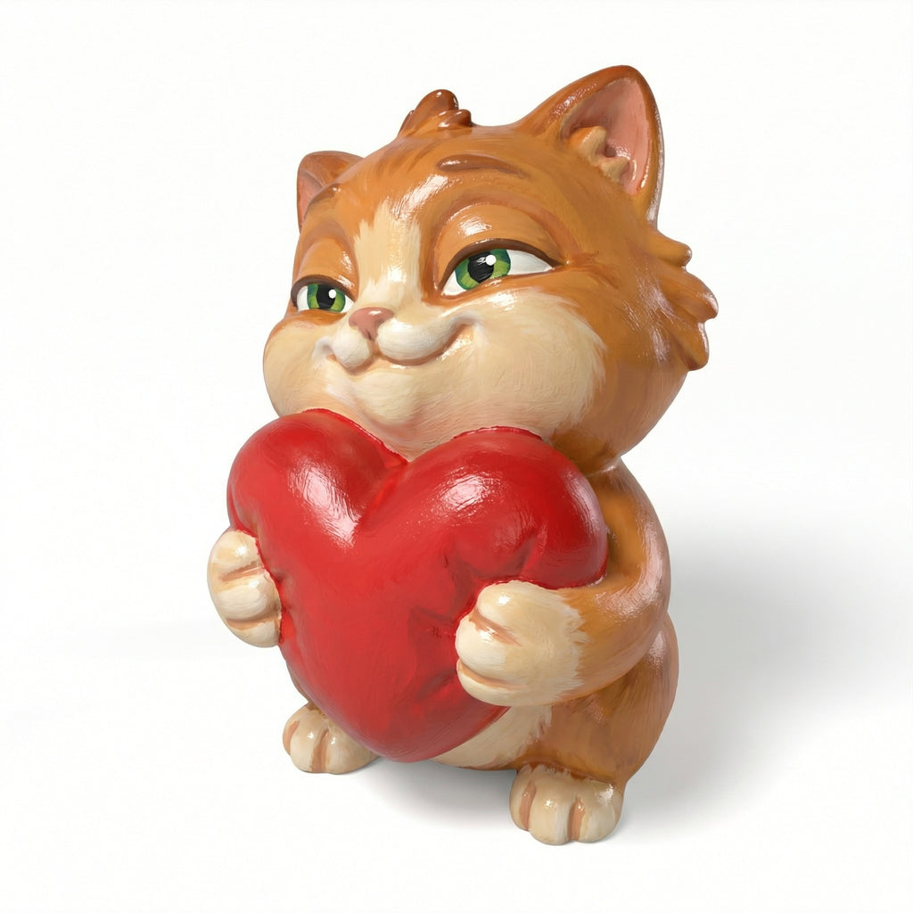 Paintable Cat Heart Toy - A39