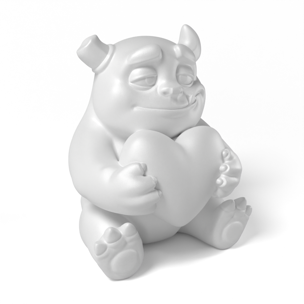 Unleash your artistic side with this DIY paintable creature figure. This blank art toy holds a heart, making it a unique canvas for customization and collecting.