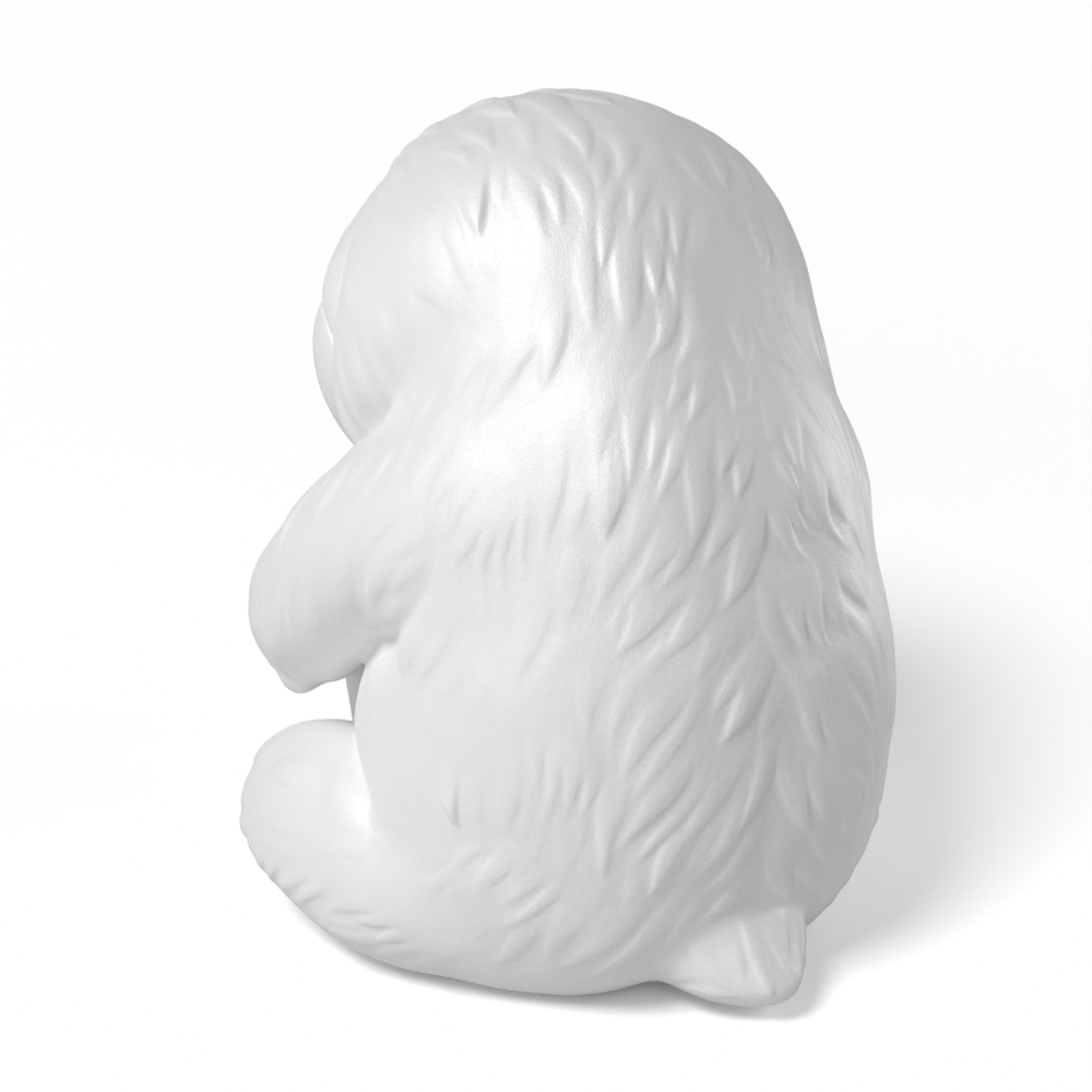 This DIY paintable sloth toy features a peaceful design hugging a mug. Perfect for customization, this collectible blank is ideal for artists and hobbyists alike.