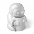 This DIY paintable sloth toy features a peaceful design hugging a mug. Perfect for customization, this collectible blank is ideal for artists and hobbyists alike.